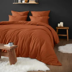 EMINZA Drap housse flanelle de coton (180 x 200 cm) Nina Terracotta New