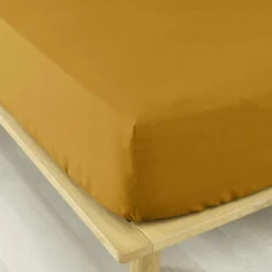 EMINZA Drap housse flanelle de coton (200 x 200 cm) Nina Jaune ocre