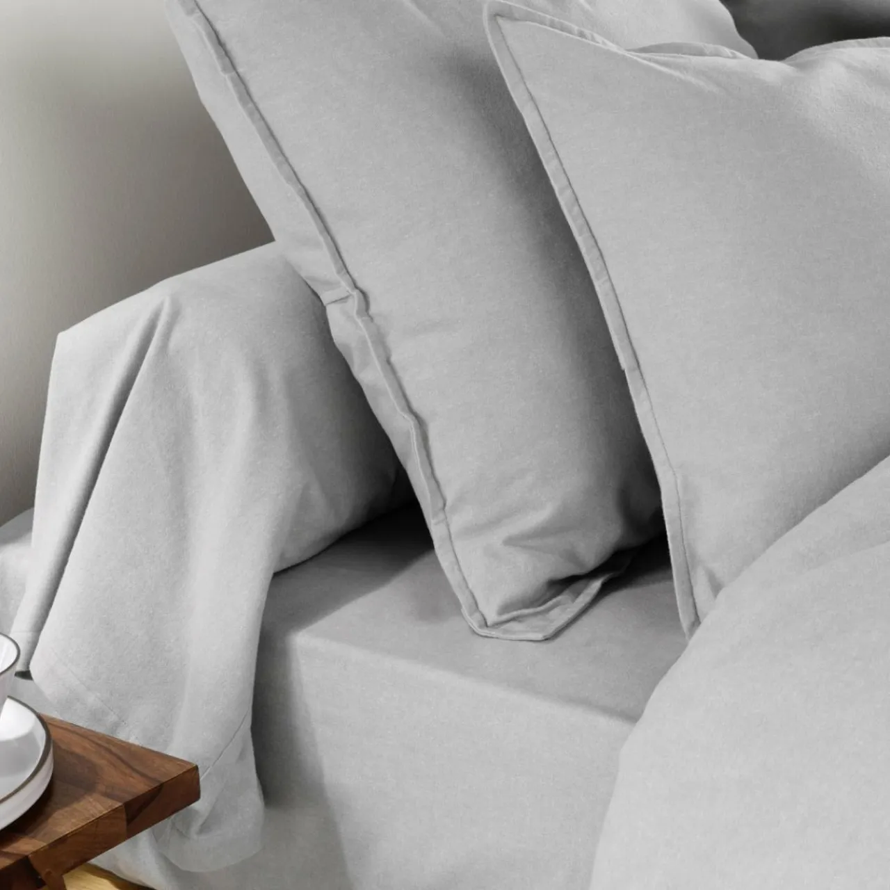 EMINZA Drap housse flanelle de coton (90 x 190 cm) Théa Gris clair Online