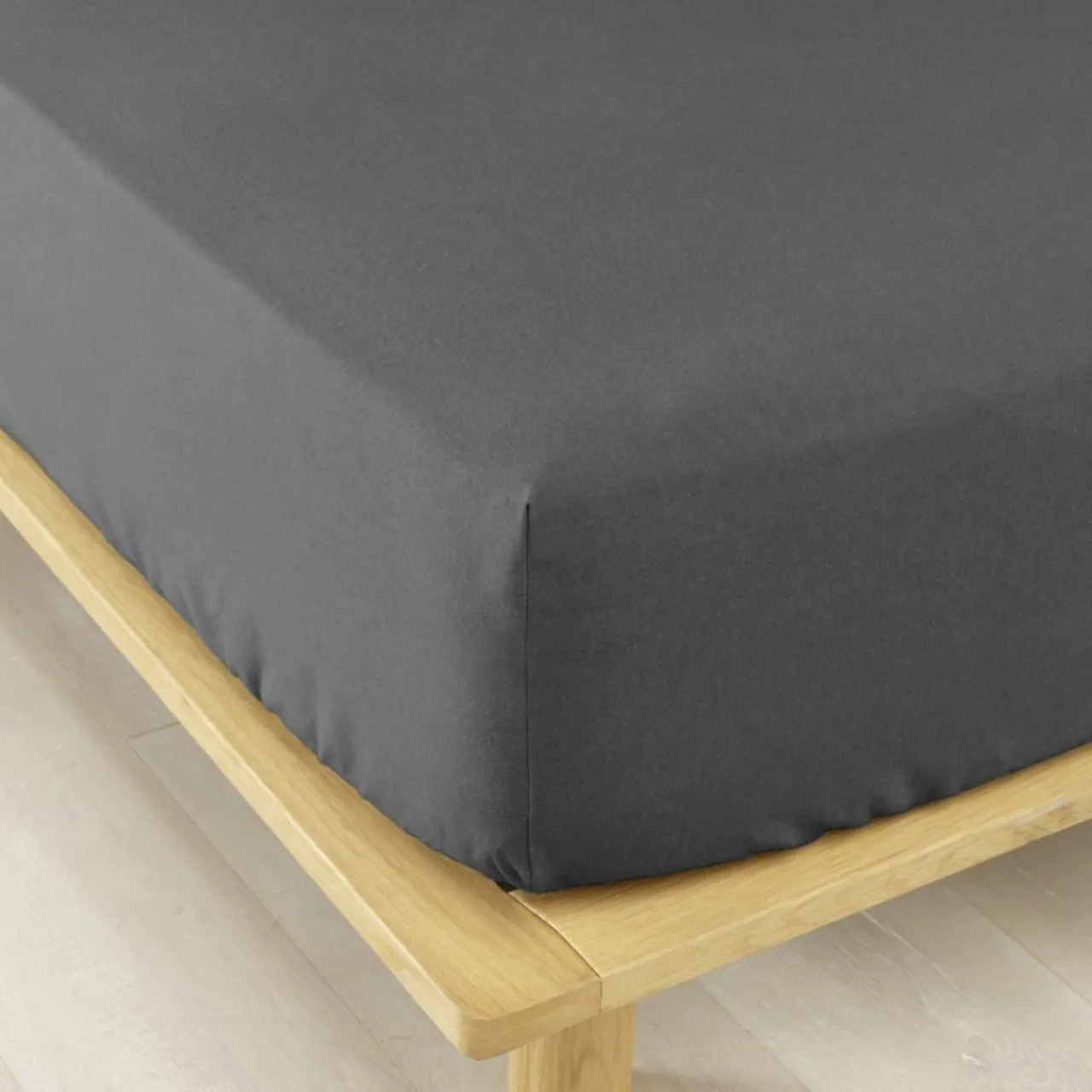 EMINZA Drap housse flanelle de coton (90 x 190 cm) Nina Gris Anthracite Outlet