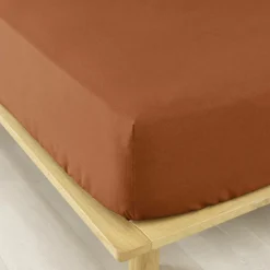 EMINZA Drap housse flanelle de coton (90 x 200 cm) Nina Terracotta Discount
