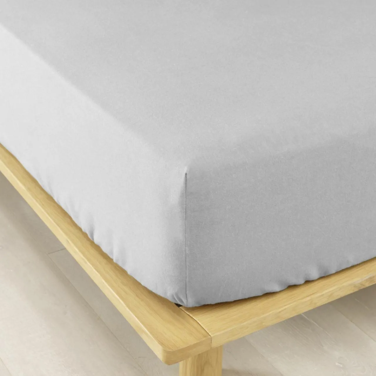 EMINZA Drap housse flanelle de coton (200 x 200 cm) Nina Gris clair Discount