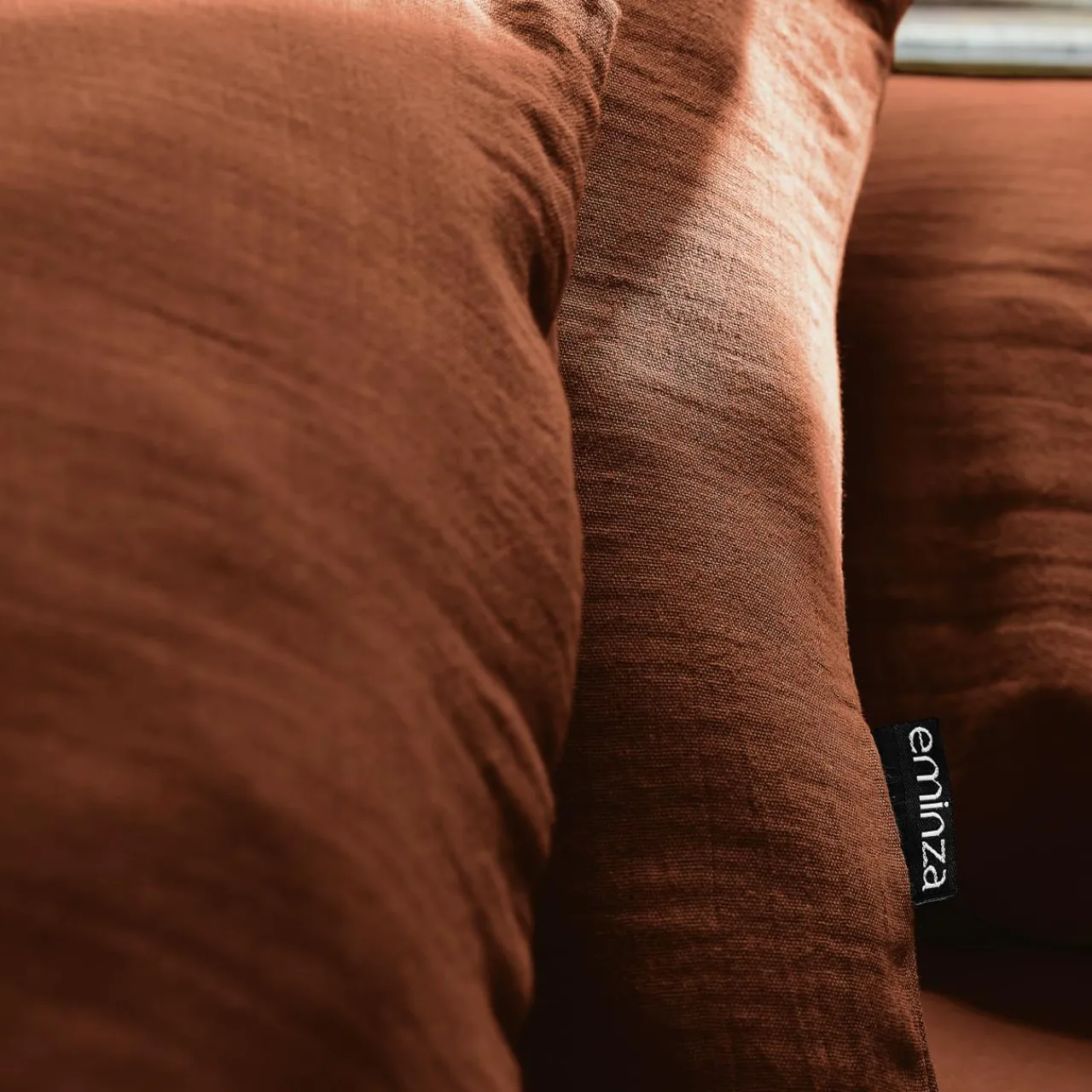 EMINZA Drap housse gaze de coton (160 x 200 cm) Gaïa Terracotta