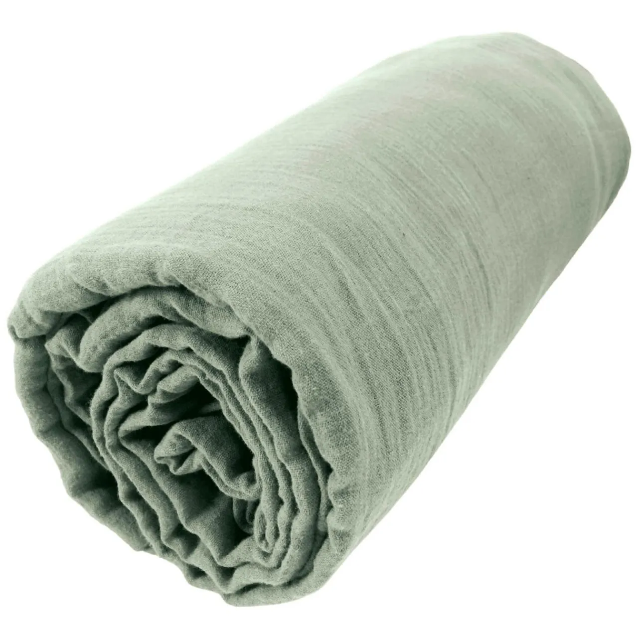 EMINZA Drap housse gaze de coton (140 x 190 cm) Gaïa Vert Eucalyptus Hot