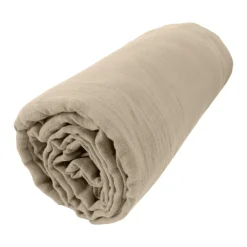 EMINZA Drap housse gaze de coton (160 x 200 cm) Gaïa Ficelle