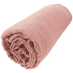 EMINZA Drap housse gaze de coton (90 x 200 cm) Gaïa Rose Pêche Hot