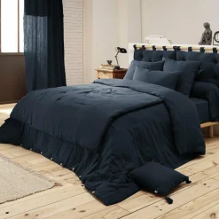 EMINZA Drap housse gaze de coton (180 x 200 cm) Gaïa Bleu nuit Online