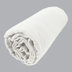EMINZA Drap housse gaze de coton (140 x 190 cm) Gaïa chantilly Blanc Discount