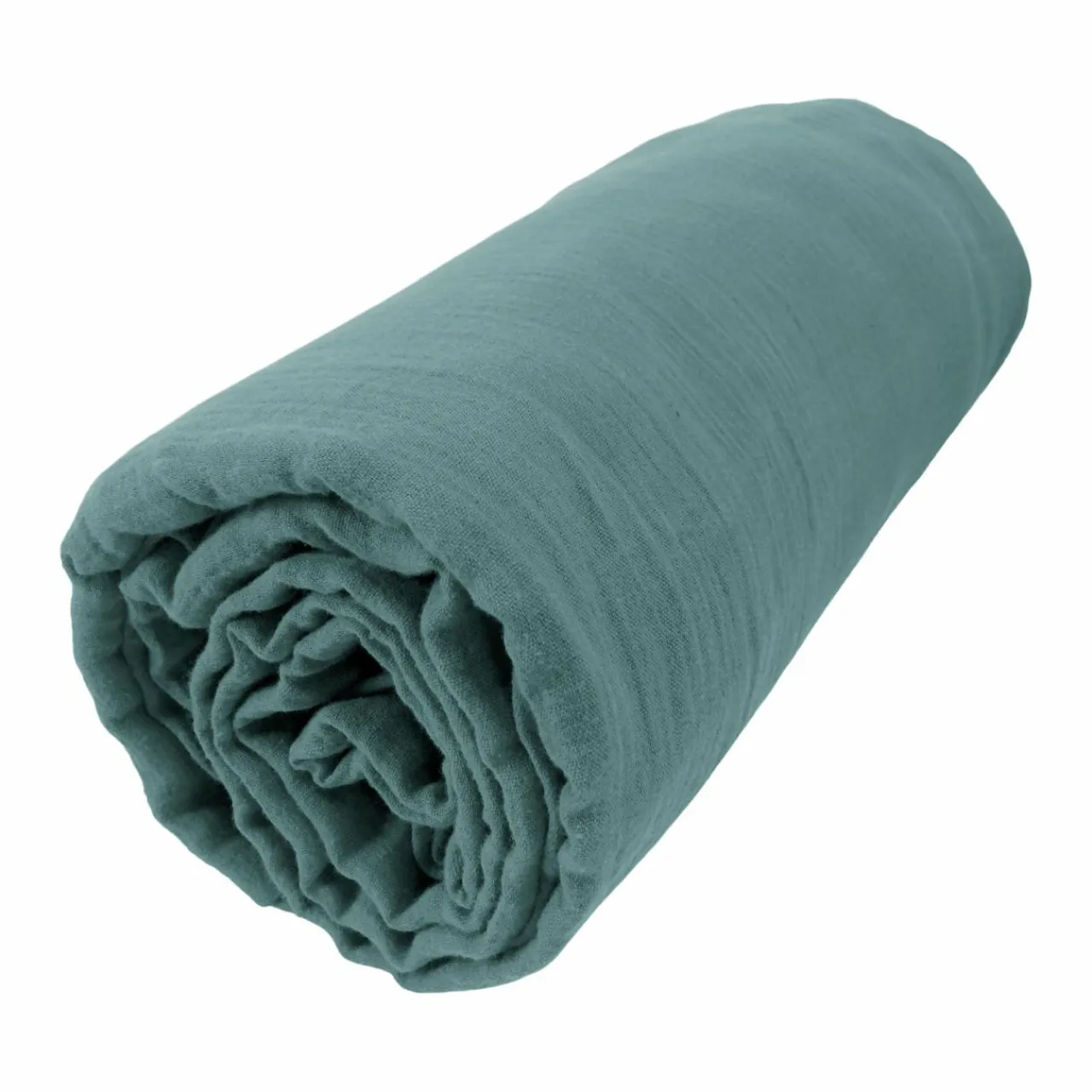 EMINZA Drap housse gaze de coton (140 x 200 cm) Gaïa Bleu canard Outlet