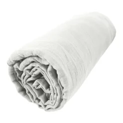 EMINZA Drap housse gaze de coton (180 x 200 cm) Gaïa Gris nuage Gris clair Sale
