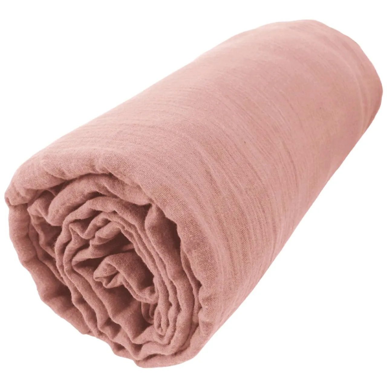 EMINZA Drap housse gaze de coton (180 x 200 cm) Gaïa Rose Pêche Clearance