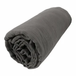 EMINZA Drap housse gaze de coton (90 x 200 cm) Gaïa Gris granit Gris foncé Outlet