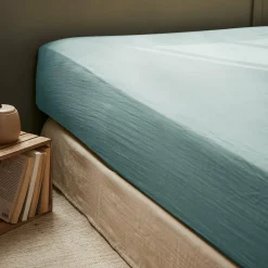 EMINZA Drap housse gaze de coton (90 x 200 cm) Gaïa Bleu canard Hot