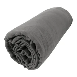 EMINZA Drap housse gaze de coton (180 x 200 cm) Gaïa Gris granit Gris foncé Clearance