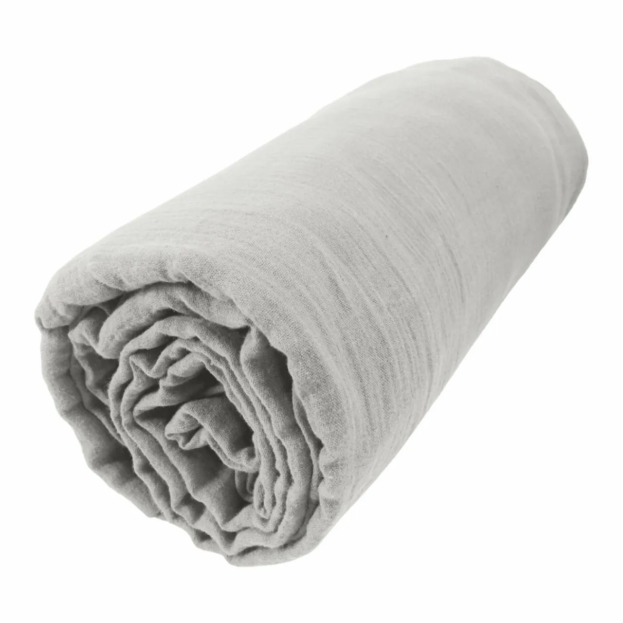 EMINZA Drap housse gaze de coton (200 x 200 cm) Gaïa Gris nuage Gris clair Discount