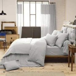 EMINZA Drap housse gaze de coton (160 x 200 cm) Gaïa Gris nuage Gris clair Online