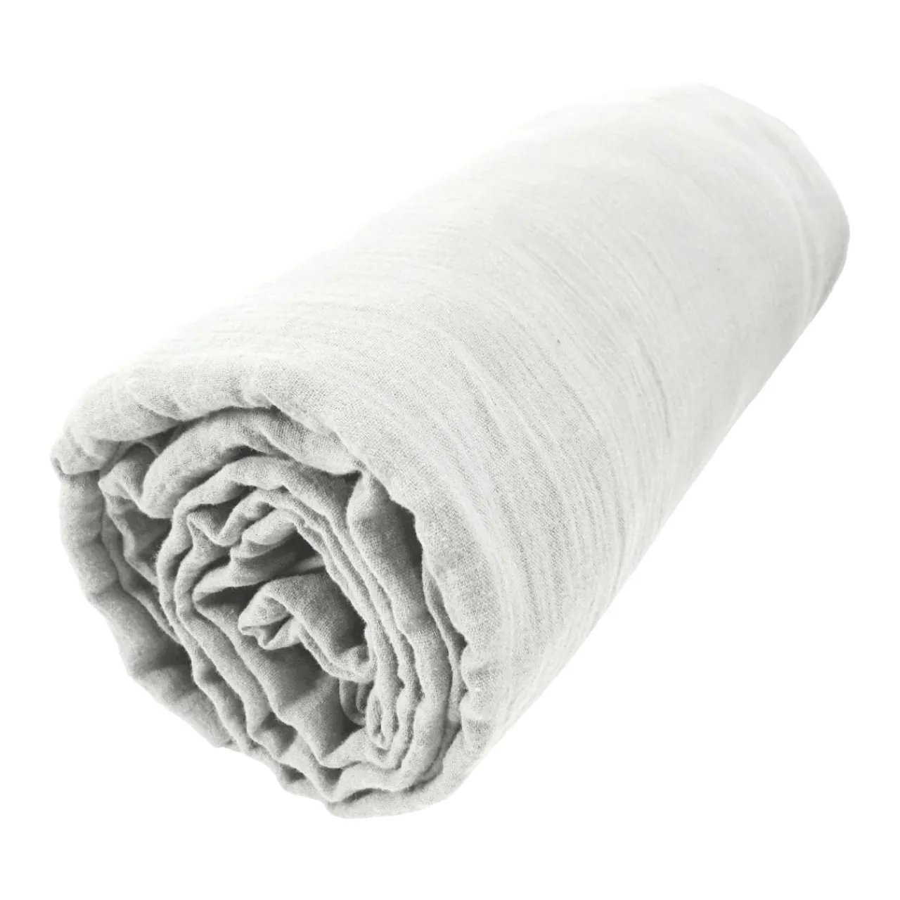 EMINZA Drap housse gaze de coton (140 x 190 cm) Gaïa Gris nuage Gris clair Hot