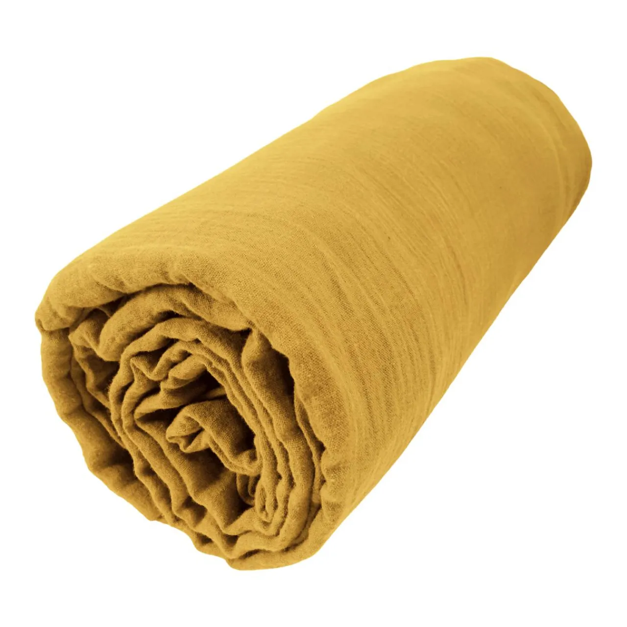 EMINZA Drap housse gaze de coton (140 x 190 cm) Gaïa Jaune safran