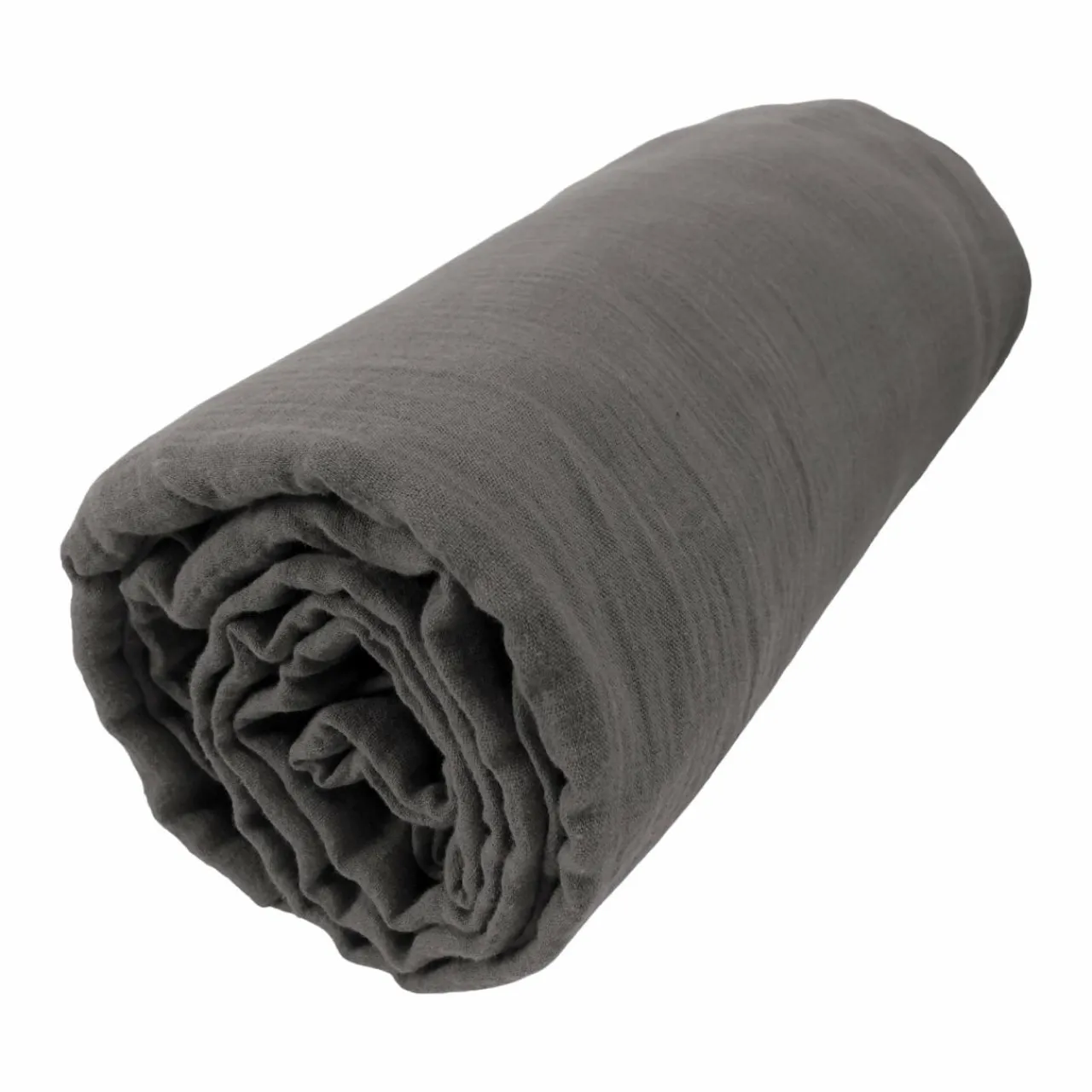 EMINZA Drap housse gaze de coton (200 x 200 cm) Gaïa Gris granit Gris foncé Best
