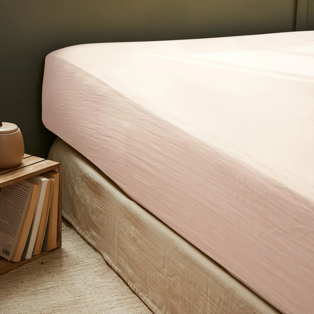 EMINZA Drap housse gaze de coton (180 x 200 cm) Gaïa Rose poudré Online