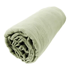 EMINZA Drap housse gaze de coton (140 x 190 cm) Gaïa Vert tilleul