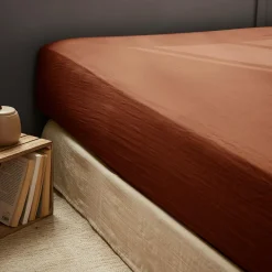 EMINZA Drap housse gaze de coton (90 x 200 cm) Gaïa Terracotta Best