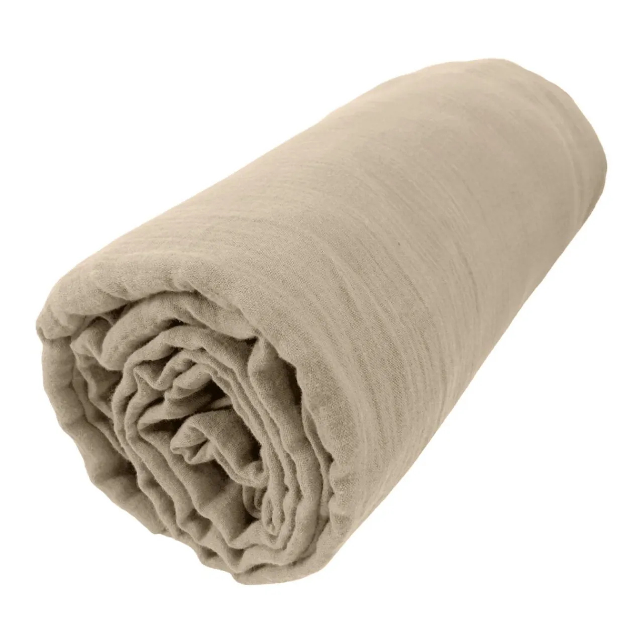 EMINZA Drap housse gaze de coton (180 x 200 cm) Gaïa Ficelle Discount