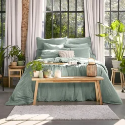 EMINZA Drap housse lyocell Tencel™ lavé (200 x 200 cm) Olivia Vert Eucalyptus Online