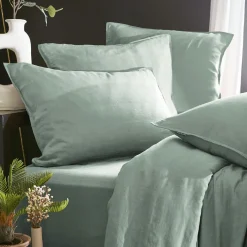 EMINZA Drap housse lyocell Tencel™ lavé (90 x 190 cm) Olivia Vert Eucalyptus Clearance