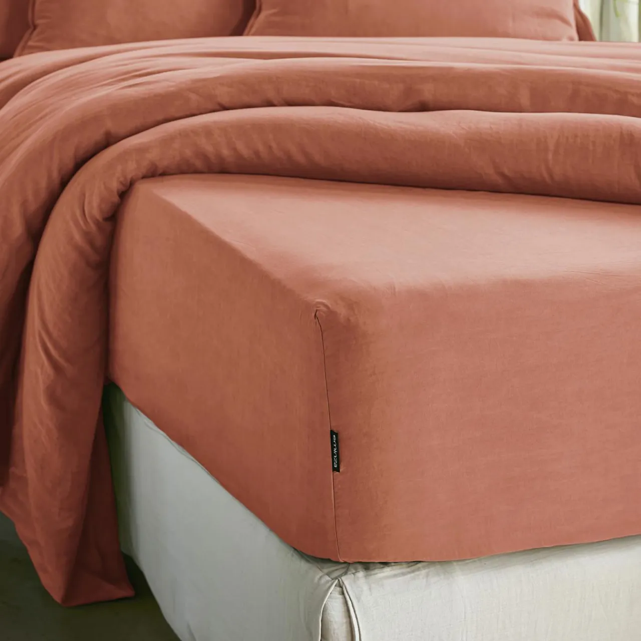 EMINZA Drap housse lyocell Tencel™ lavé (90 x 200 cm) Olivia Terracotta Best