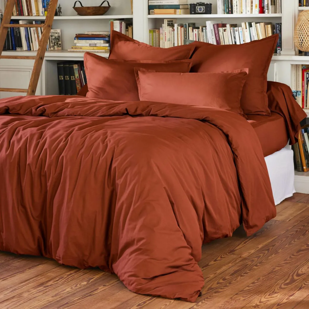 EMINZA Drap housse percale de coton (200 x 200 cm) Cali Terracotta Best