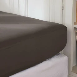 EMINZA Drap housse percale de coton (140 x 190 cm) Cali Gris Anthracite Clearance