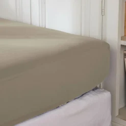 EMINZA Drap housse percale de coton (200 x 200 cm) Cali Taupe Online