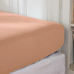 EMINZA Drap housse percale de coton (140 x 200 cm) Cali Rose Pêche Clearance