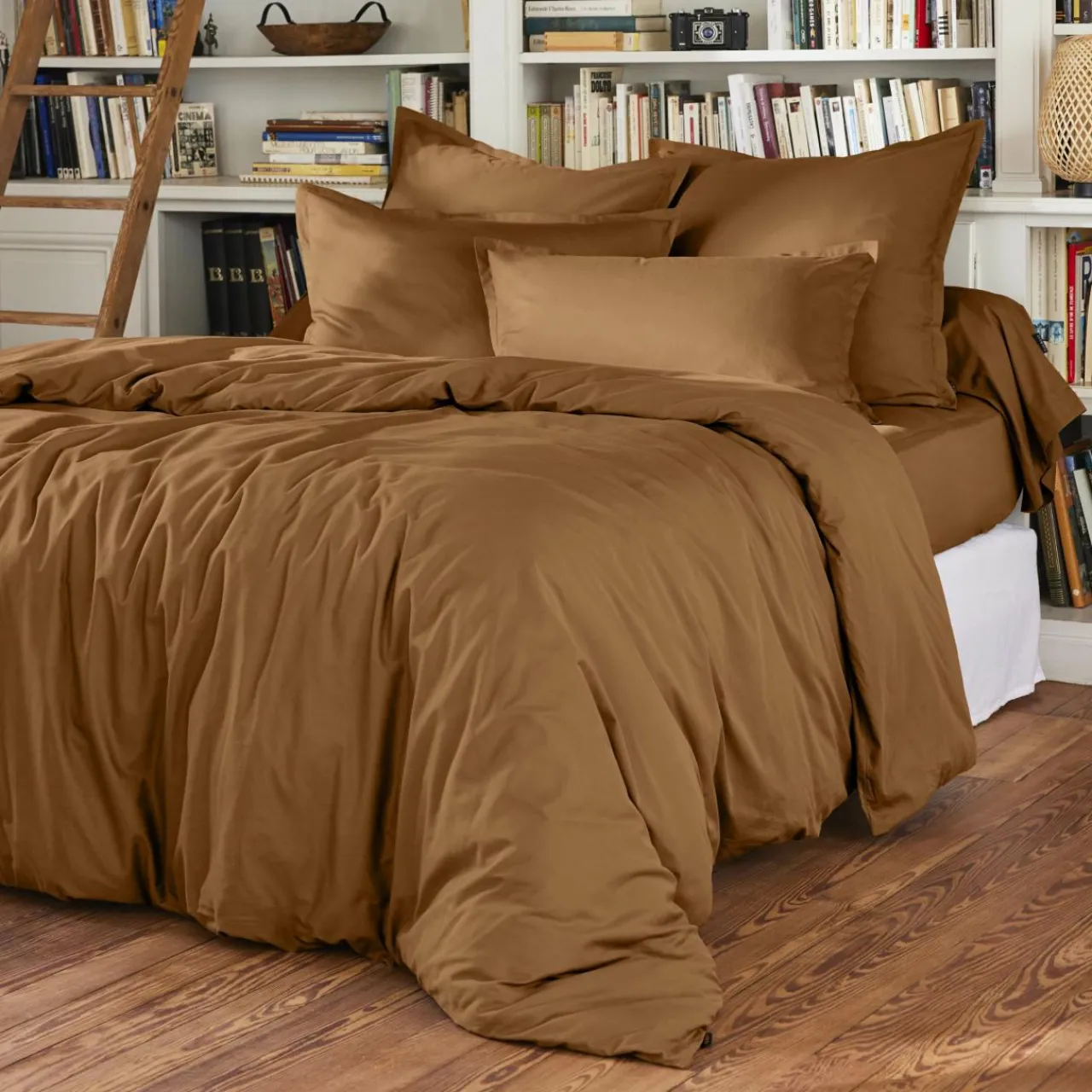 EMINZA Drap housse percale de coton (90 x 200 cm) Cali Camel Hot