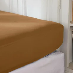 EMINZA Drap housse percale de coton (140 x 200 cm) Cali Camel Best