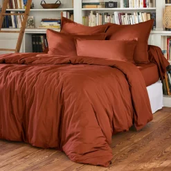 EMINZA Drap housse percale de coton (90 x 200 cm) Cali Terracotta Hot