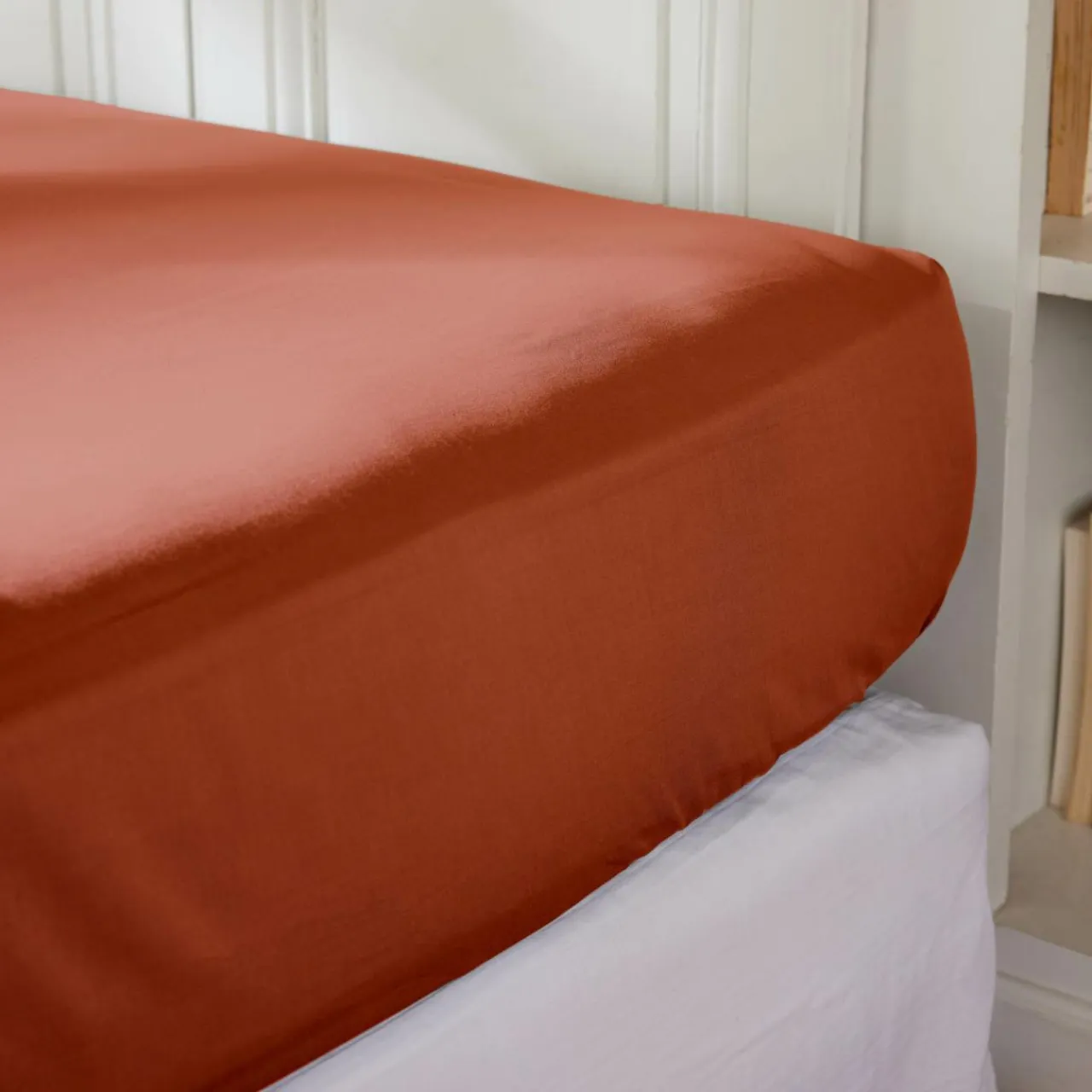 EMINZA Drap housse percale de coton (140 x 190 cm) Cali Terracotta