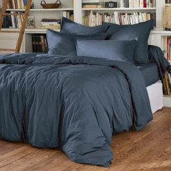 EMINZA Drap housse percale de coton (180 x 200 cm) Cali Bleu marine