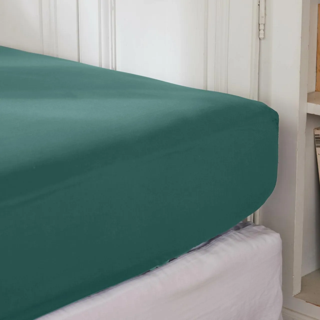 EMINZA Drap housse percale de coton (140 x 200 cm) Cali Bleu canard Clearance