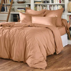 EMINZA Drap housse percale de coton (200 x 200 cm) Cali Rose Pêche New