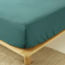 EMINZA Drap housse percale de coton (90 x 200 cm) Cali Bleu canard Hot