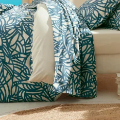 TRADI LINGE Drap plat coton lavé (280 x 310 cm) Serena Bleu Hot