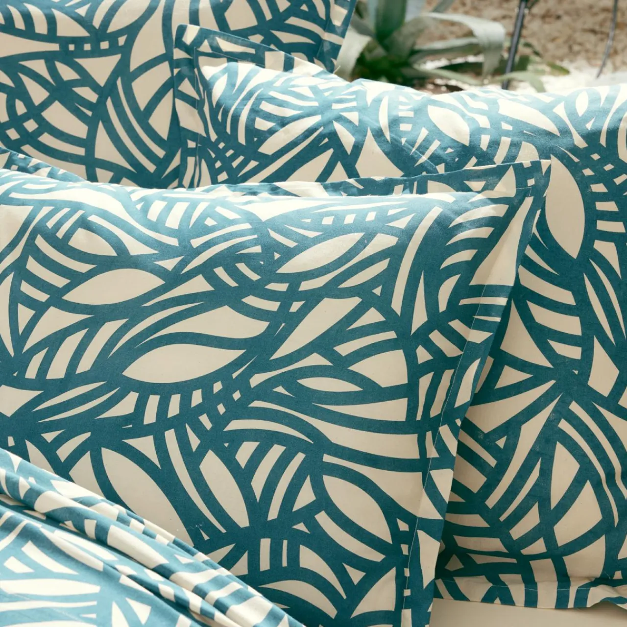 TRADI LINGE Drap plat coton lavé (280 x 310 cm) Serena Bleu Hot