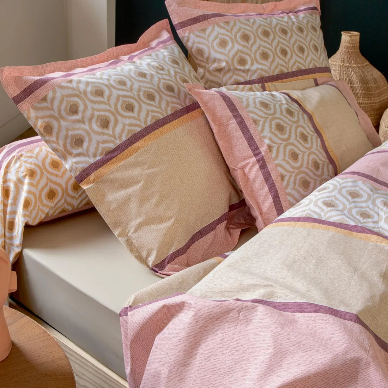 TRADI LINGE Drap plat coton (240 x 310 cm) Inouk Rose Clearance