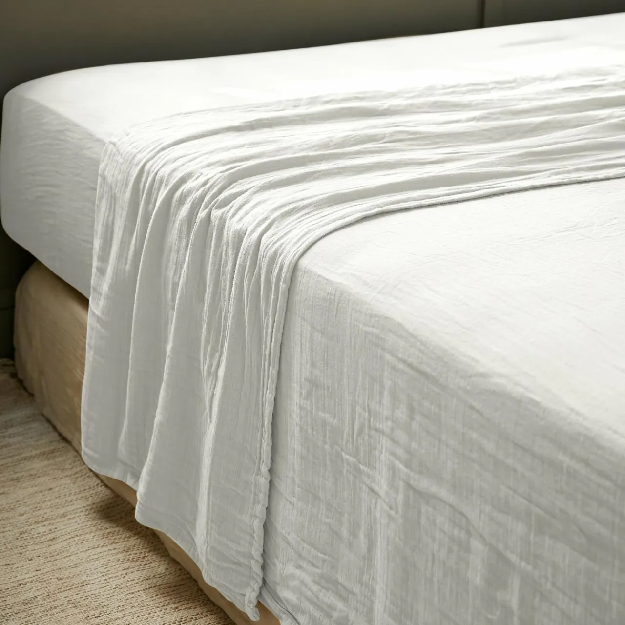 EMINZA Drap plat gaze de coton (240 x 300 cm) Gaïa Gris nuage Gris clair Online