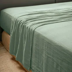 EMINZA Drap plat gaze de coton (240 x 300 cm) Gaïa Vert Eucalyptus Sale