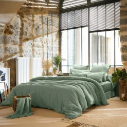 EMINZA Drap plat gaze de coton (270 x 300 cm) Gaïa Vert Eucalyptus