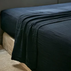 EMINZA Drap plat gaze de coton (240 x 300 cm) Gaïa Bleu nuit Clearance