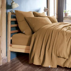 EMINZA Drap plat gaze de coton (240 x 300 cm) Gaïa Camel New
